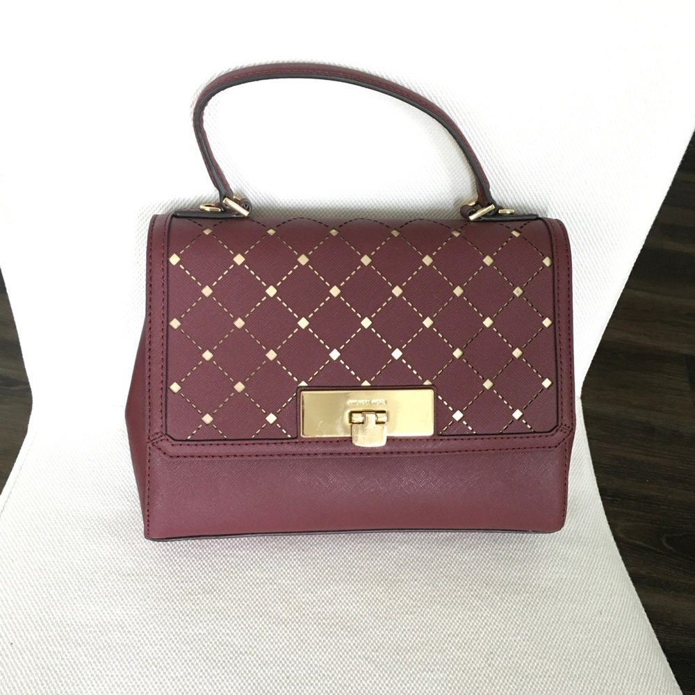 NWT Michael Kors Jamey small leather messenger Merlot